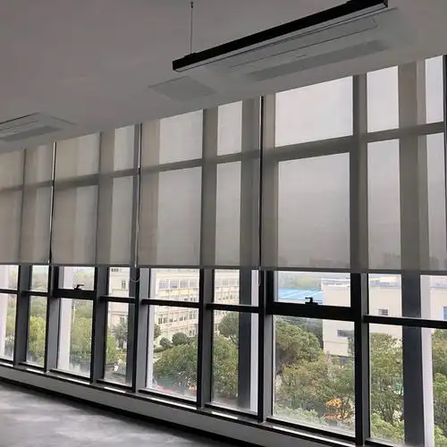 苏州阳光面料卷帘窗帘遮阳透景上下升降拉珠卷帘