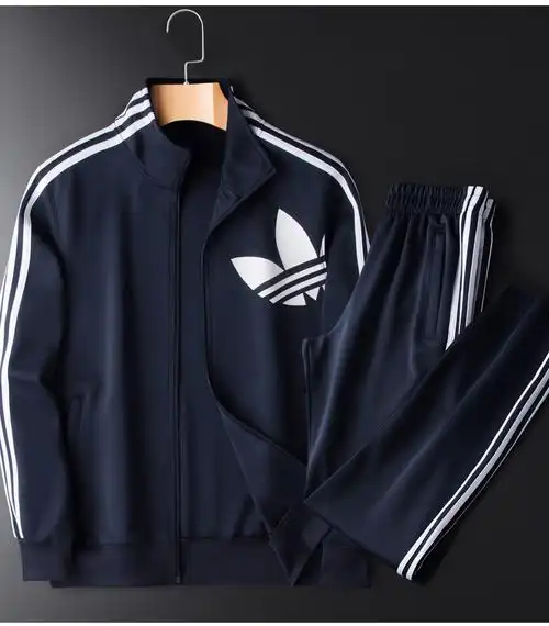 三道杠运动套装男士跑步衣服一套运动服休闲装三条杠秋装品牌外套