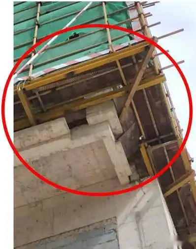 悬挑工字钢锚固不牢固,擅自切割锚环,或锚环缺失.