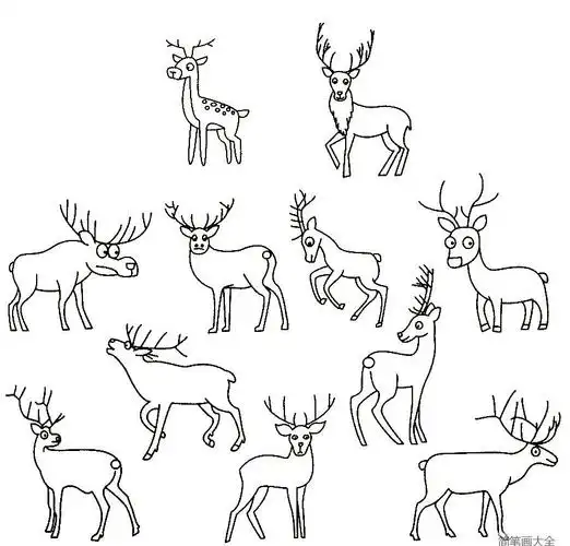 麋鹿简笔画实例及画法步骤