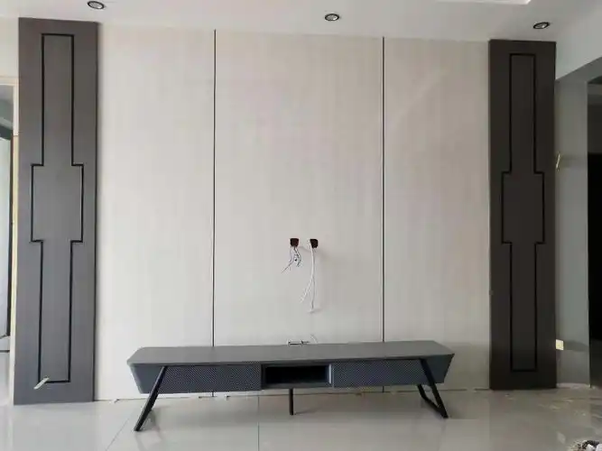 木饰面电视墙.整体墙面.效果图