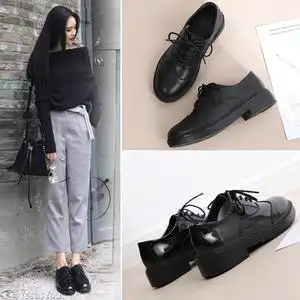 英伦风小皮鞋女配正装复古秋冬圆头黑色配西装鞋子女鞋职业工作鞋