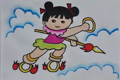 哪吒闹海/少儿绘画作品/儿童画/网络美术馆_中国少儿美术教育网