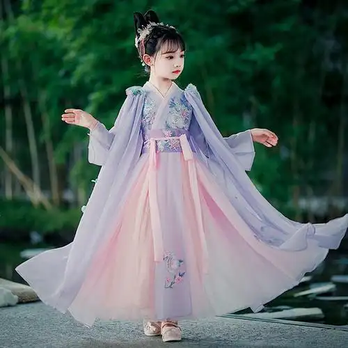 女童汉服古风连衣裙智扣超仙儿童古装襦裙冬季小女孩中国风唐装春秋装