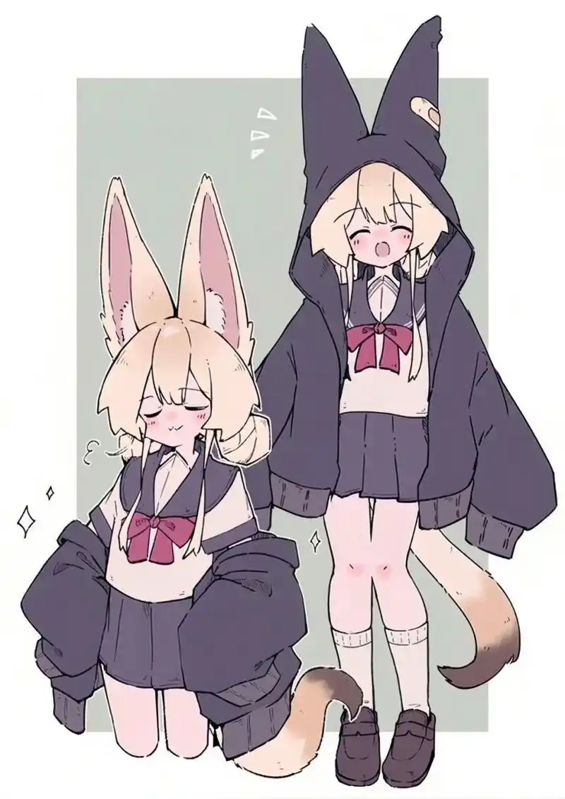 插画分享|可爱的二次元小狐狸拟人化～ 来自画师:めがてる