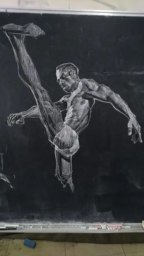 2017黑板粉笔画