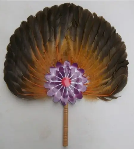 手工艺礼品新奇特羽毛扇子国家非物质文化遗产毛花扇