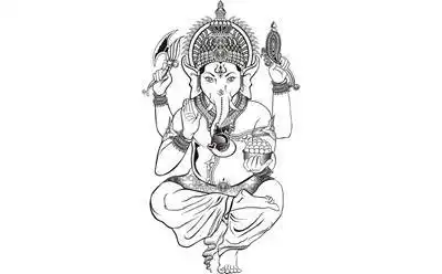 33张简单象神纹身手稿线条图片