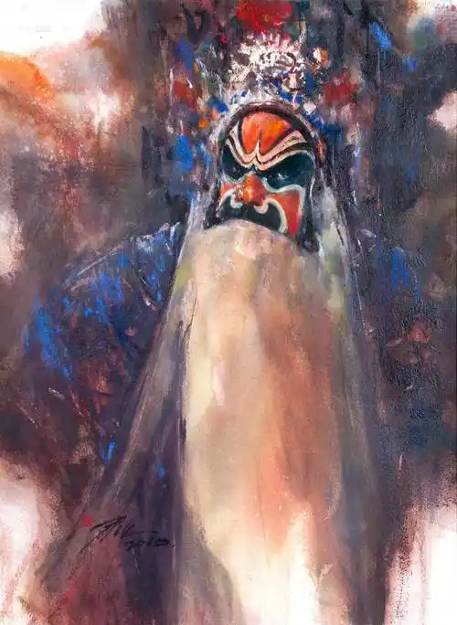 水彩画京剧人物简笔 京剧水彩画步骤图