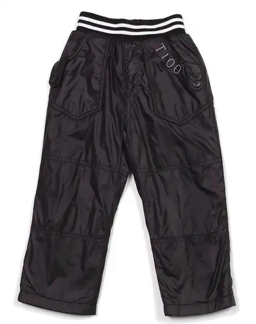 男童黑色扣袢罗纹腰头裤