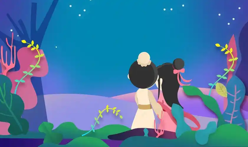 浪漫牛郎织女插画化妆品护肤品七夕海报背景