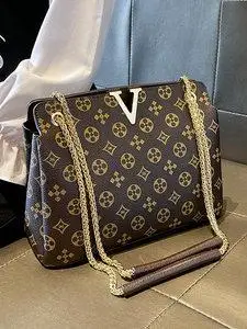 lv:vs真皮女包香港包包女包2021新款时尚百搭洋气链条手提单肩包