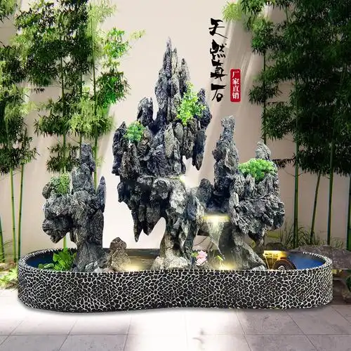 假山流水喷泉阳台庭院花园天然真石头盆景生态鱼池装饰造景摆件