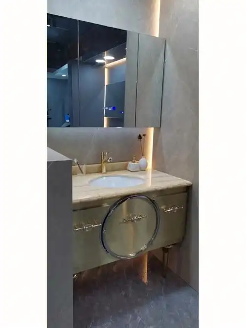 大理石台面不锈钢浴室柜大气