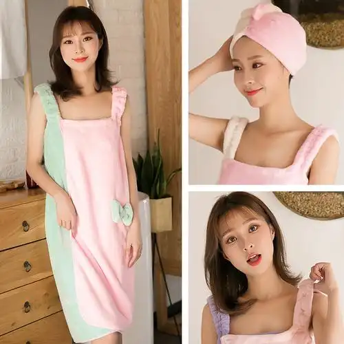 浴巾可穿可裹巾吊带夏季浴裙女抹胸家用大比纯棉吸水性感韩版网红