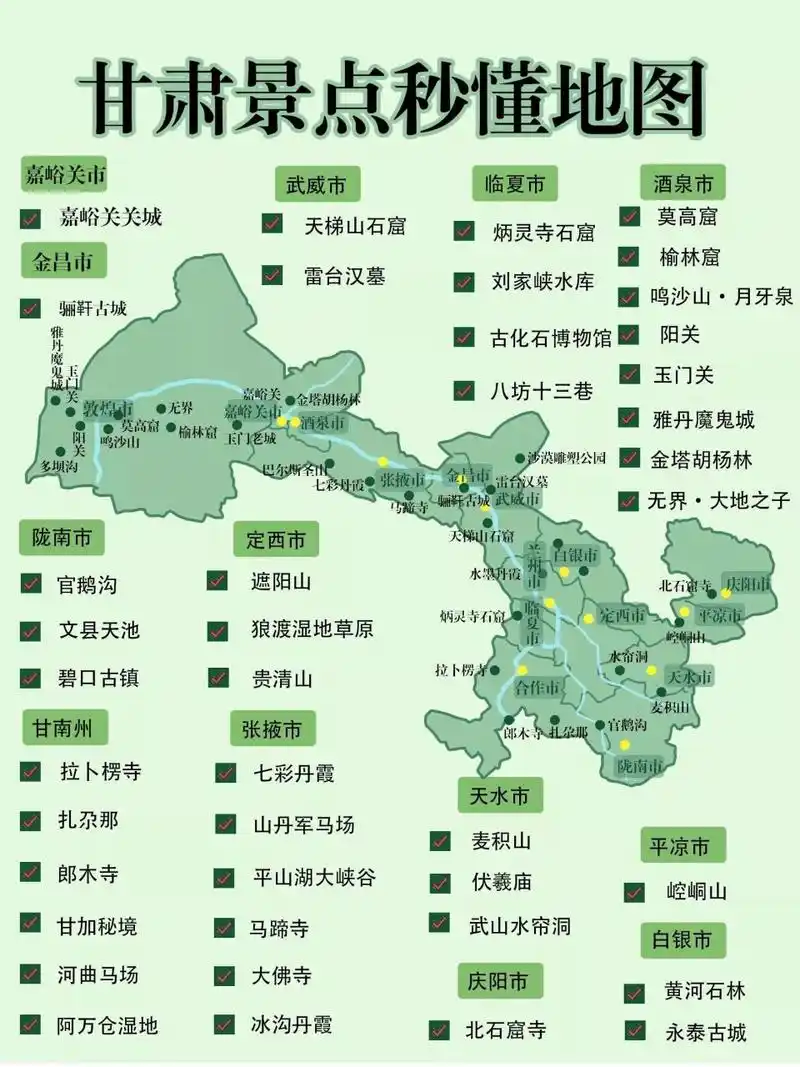 甘肃景点秒懂地图