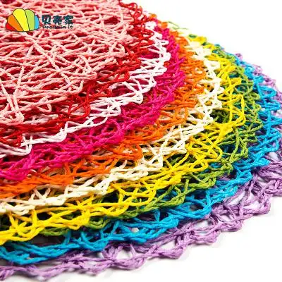 纸绳编织挂饰吊儿童手工diy藤编网垫幼儿园教室走廊墙面装饰材料