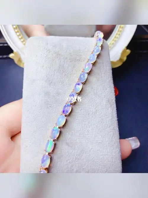 纯天然炫彩白欧泊手链