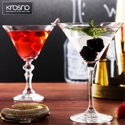 波兰krosno水晶玻璃酒吧商用创意高脚复古马天尼杯三角鸡尾酒杯子