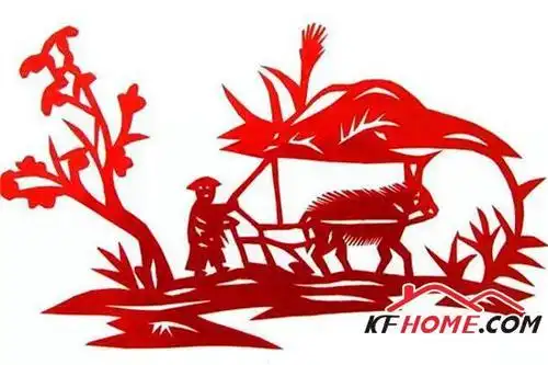 耕种的农民剪纸