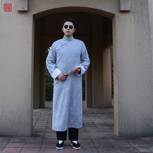 民国长衫马褂春季印花相声大褂中式立领中国其他民族服装