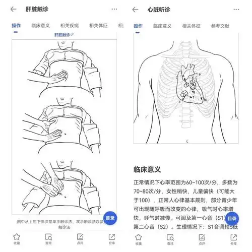 >> 免费查看「查体-肝脏触诊」内容>>免费查看「查体-心脏听诊」内容