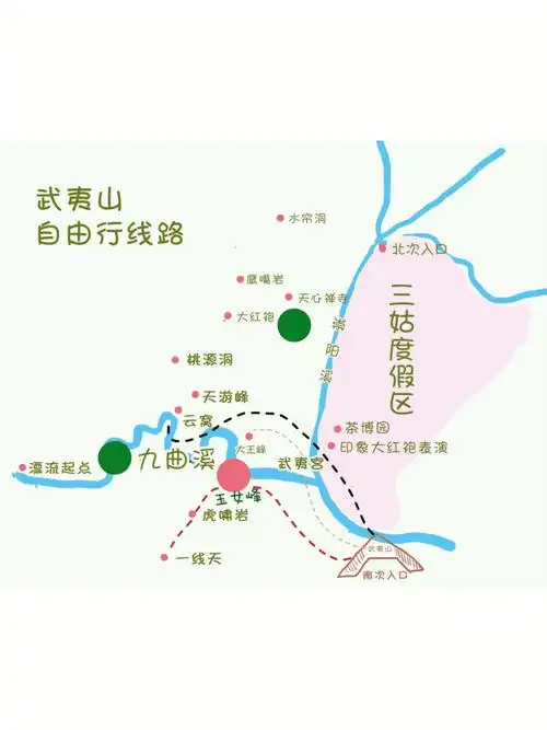攻略武夷山附详细手绘路线图天游峰