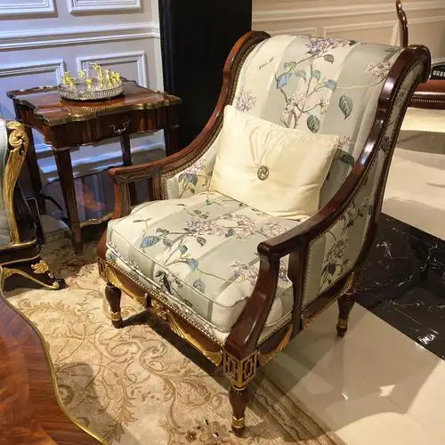 客厅欧式休闲沙发别墅英式家具亚历山大绣花装饰布艺沙发