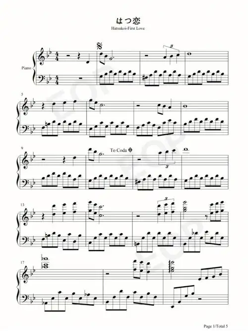 钢琴谱はつ恋