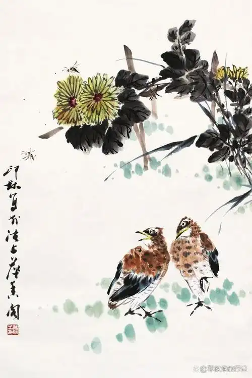 一组国画鹌鹑图,祝你家和兴旺 - 坏妈妈育儿网