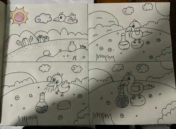 乌鸦喝水故事连环画
