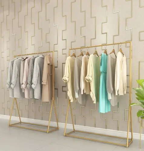 铁艺服装展示架服装架落地式服装店衣架男女装货架时尚陈列架金色