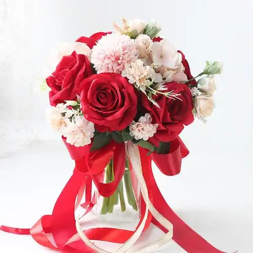 中式婚礼新娘结婚手捧花秀禾出嫁迎亲领证拍照大红色绒布手捧花