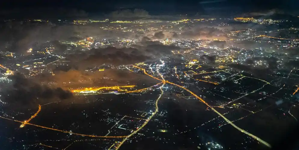 宁波夜景飞机上拍摄