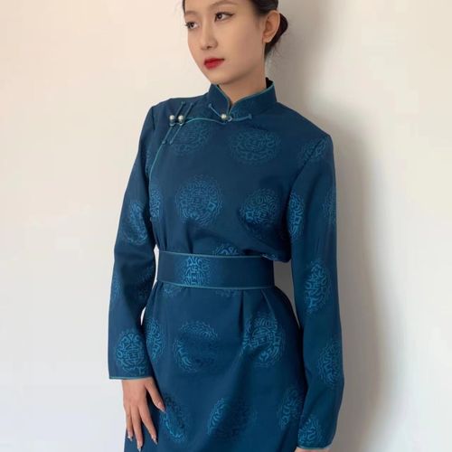 【艾吉玛】传统长袍 改良蒙古袍蒙古服饰新款民族风立领单层时尚