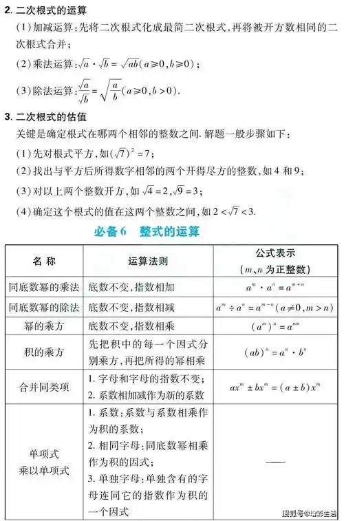 初中数学必备的43个基础知识点汇总收藏