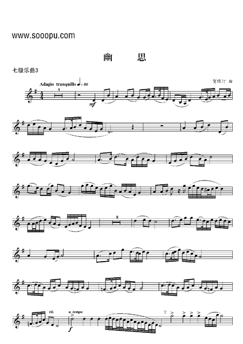 七级乐曲《幽思》 管乐类 小号