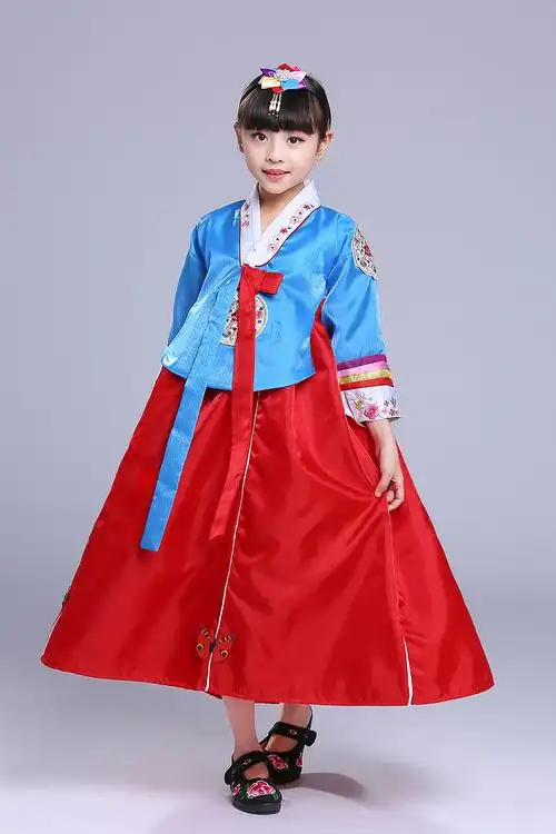 大长今女童服装 传统朝鲜族演出服少数民族 韩国传统韩服儿童款黄