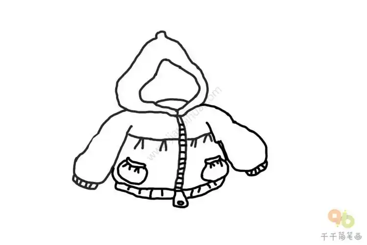 小女孩冬日棉衣简笔画_衣服简笔画