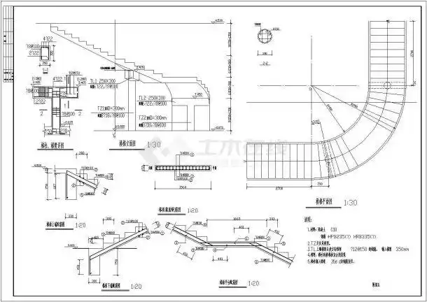 l形旋转混凝土楼梯施工图