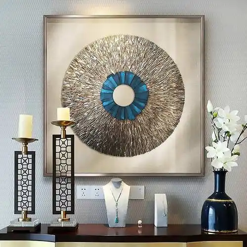 现代轻奢客厅装饰画沙发背景墙美式玄关壁画手工贝壳立体餐厅挂画