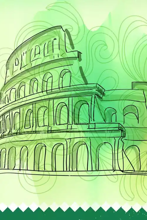 水彩渲染希腊古建