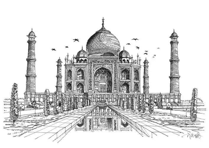 泰姬陵线稿效果图