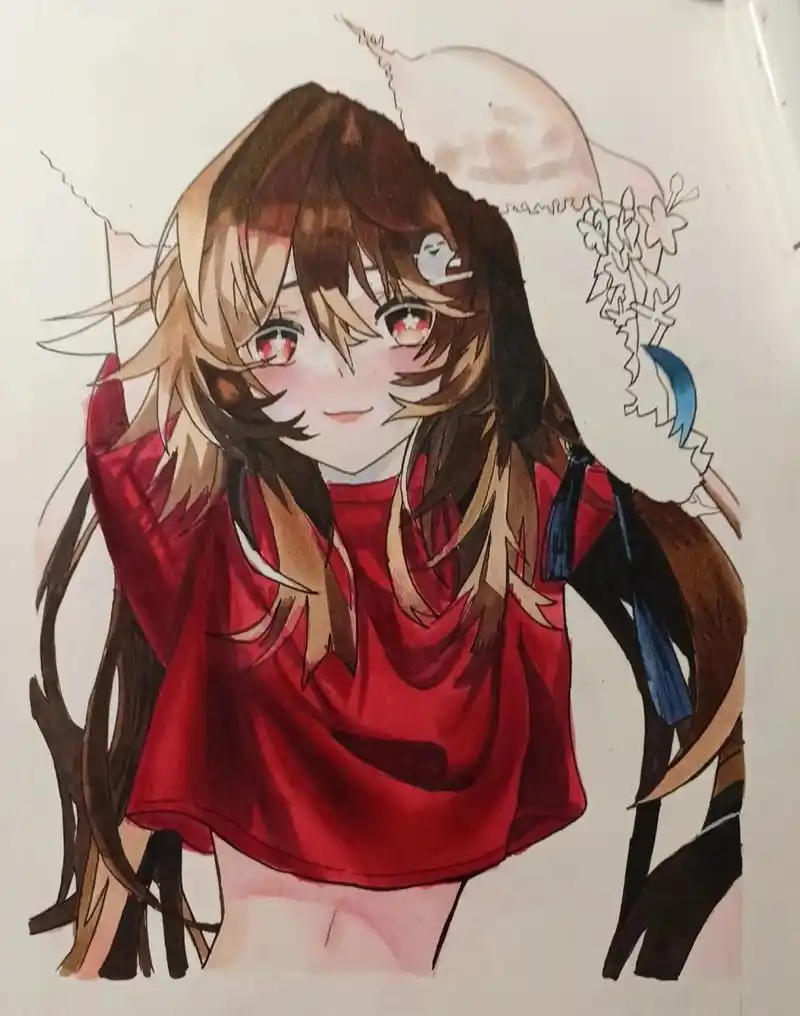 画渣本渣 #临摹 #胡桃 #手绘临摹 #原神 - 抖音