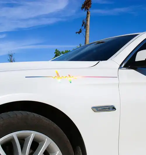 心电图贴皮卡丘镂空车贴纸卡通个性潮流车身玻璃七彩变色汽车贴纸心电