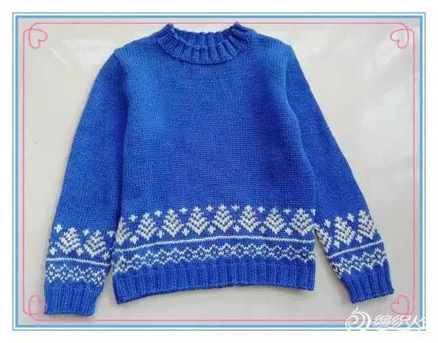 祝福:男童棒针下摆提花毛衣,附织提花经验分享
