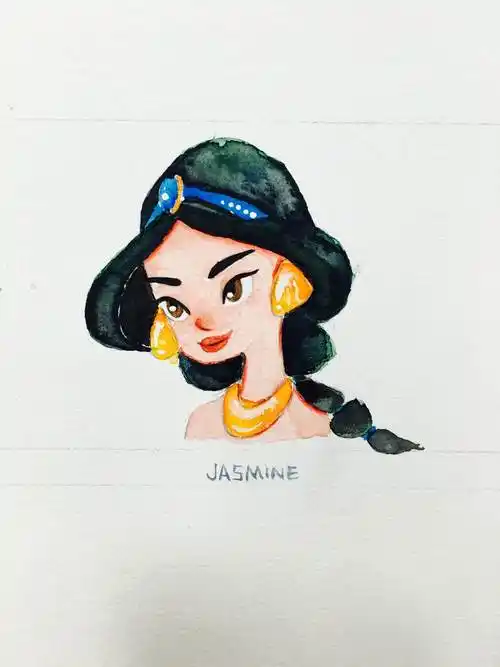 水彩画人物迪士尼公主新手简单 迪士尼公主简笔画水彩