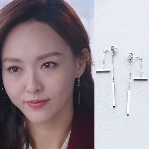 时间都知道唐嫣时简同款耳钉几何女长棍款气质纯银流苏两用耳环仙