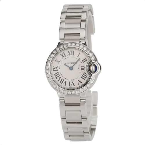 【二手95新】卡地亚女表蓝气球石英钢带手表女奢侈品w69010z4后镶钻