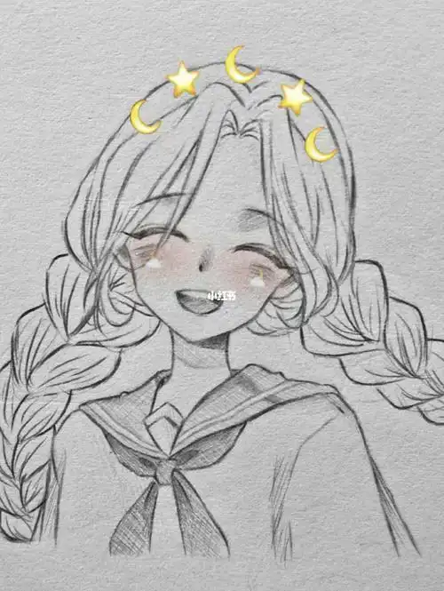 动漫简笔画女孩简笔画动漫教程临摹简笔画教程文化绘画